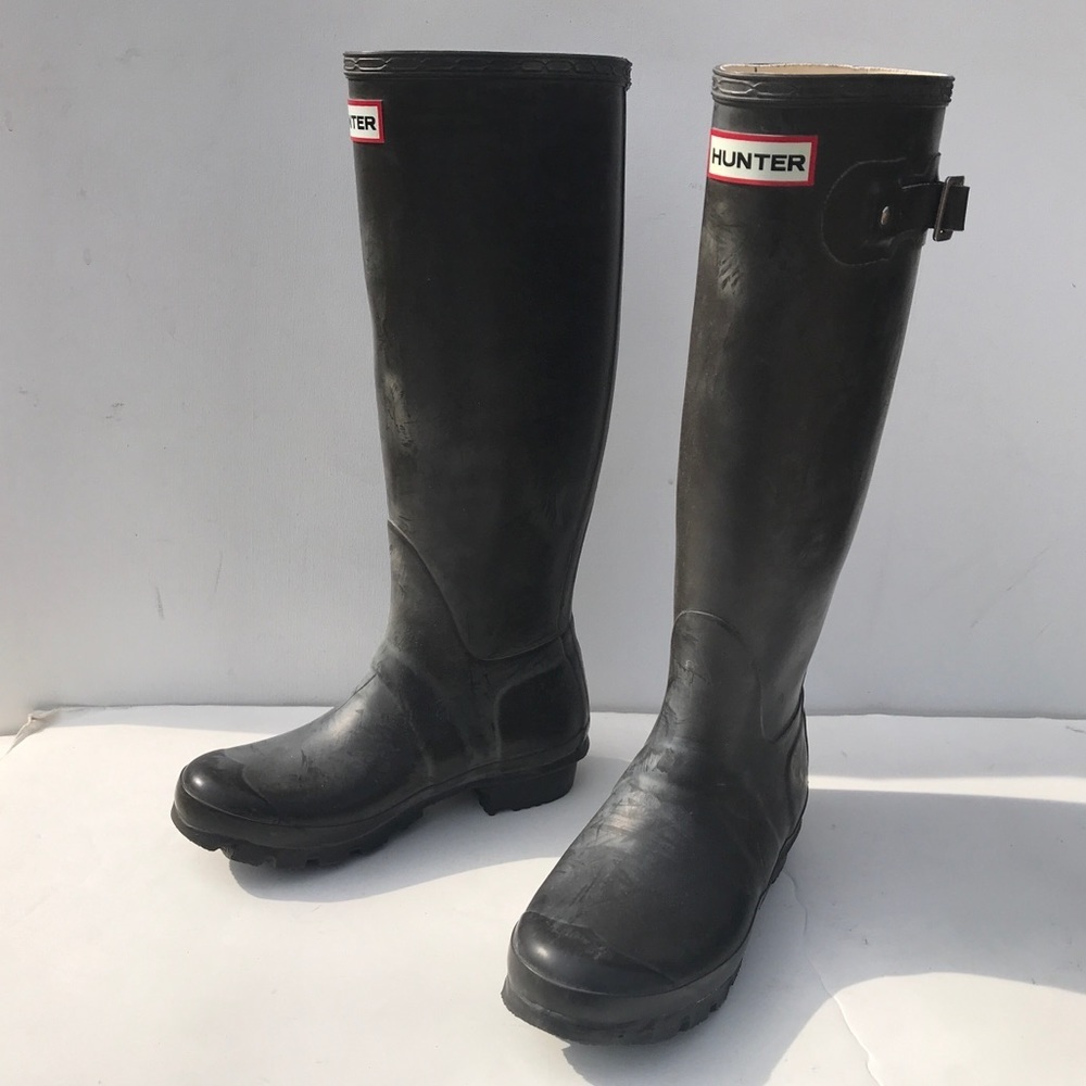 HUNTER green tall rain Boots 5 women’s rubber